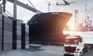 集装箱货柜与轮船货车摄影高清图片